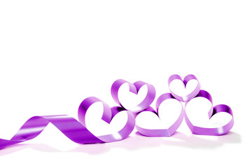 Valentine Heart. Elegant Red satin gift Ribbon.