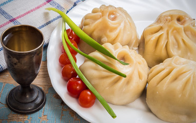Russian dumplings with greens. Russian traditional dish