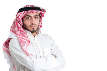 Young arab  buisnisman. Isolated