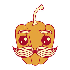 fresh pepper with mustache kawaii character vector illustration design