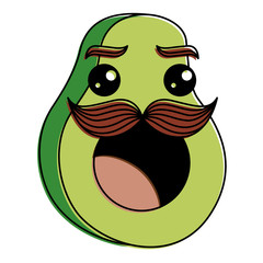 fresh avocado with hat kawaii character vector illustration design