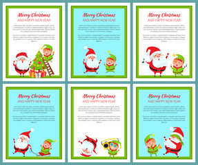Obraz premium Six Merry Christmas and Happy New Year Banners