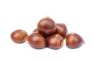 Chestnuts isolated on white background