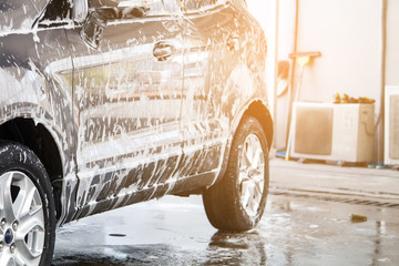 Car washing at the car wash shop