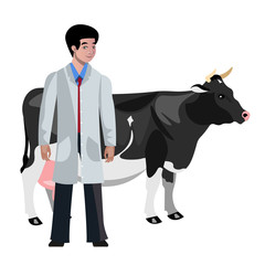 Cow veterinarian character.