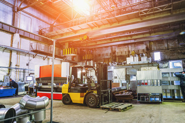 Fototapeta premium Industrial workshop or hangar on production of ventilation systems