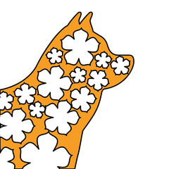 dog mascot silhouette with skin floral vector illustration design