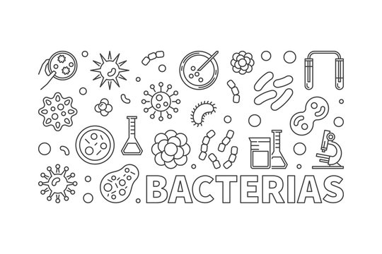 Vector bacterias banner or illustration made with bacteria icons