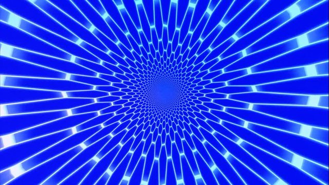  Animazione diergente tunnell a griglia fluorescente su sfondo chroma key