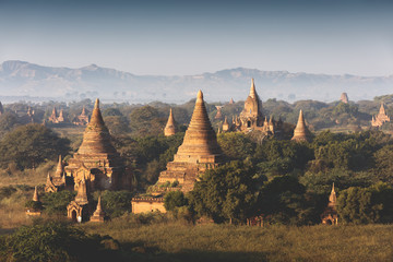 Landscape view with old temples Bagan Myanmar