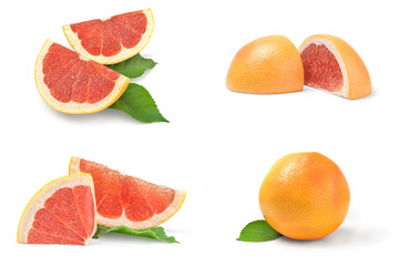 Set of grapefruit isolated on a white background with clipping path