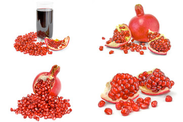 Collection of pomegranates isolated on a white background with clipping path