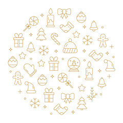 Vector background with different christmas and new year celebration elements.