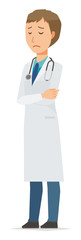 Fototapeta premium A young male doctor in a white suit is depressed