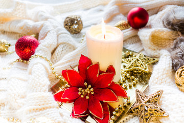 Christmas decorations in cozy setup