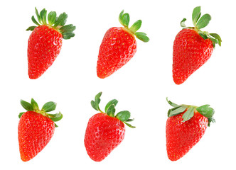 Set of strawberry fruits isolated on white background