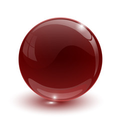 Red glassy ball on white background