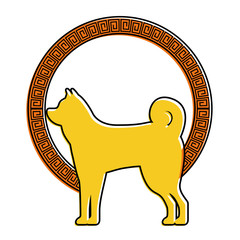 silhouette chinese dog frame decoration vector illustration