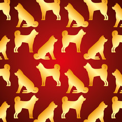 seamless pattern chinese dog traditional vector illustration