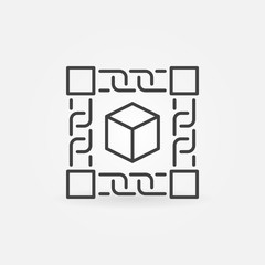 Block chain technology concept icon in thin line style