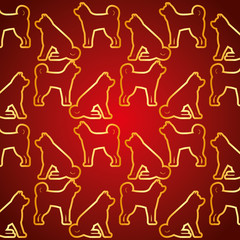 seamless pattern chinese dog traditional vector illustration