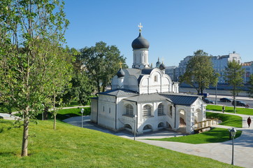 Fototapeta na wymiar The Church of the Conception Anna in the landscape Park 