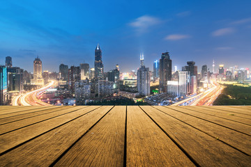 Elevated view of a Road Junction in Shanghai, China. aerial view the overpass at night, shanghai china.