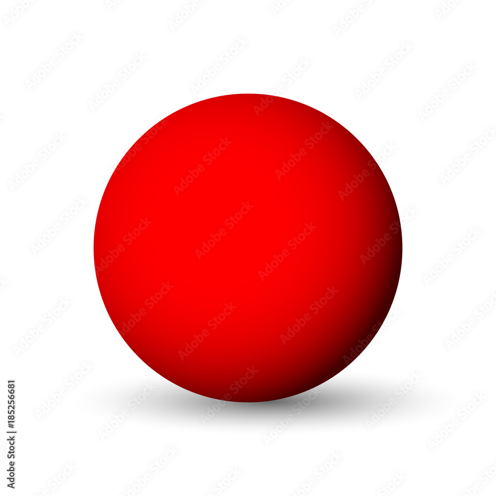 Aufkleber red sphere, ball or orb. 3d vector object with dropped shadow on white background.