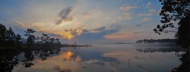 Panorama Sunrise at Phu Kradueng National Park, Thailand, Image is suitable for background computer