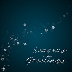 Season's Greetings greeting card. Sparse snowfall background. Sparse snowfall on blue background.lovely vector illustration.