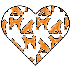 heart love dog zodiac calendar pattern vector illustration