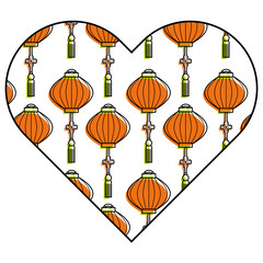 heart love lantern decoration pattern vector illustration
