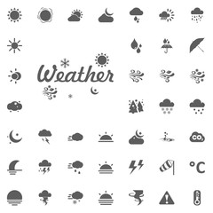 Weather lettering icon. Weather vector icons set