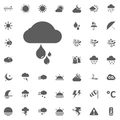 Cloud and rain drops icon. Weather vector icons set.