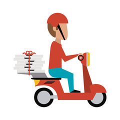 Courier on scooter cartoon