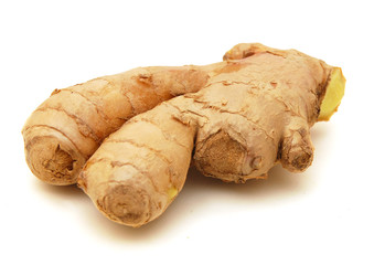 fresh ginger on a white background