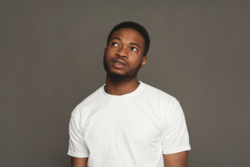 Thoughtful facial expression, black man