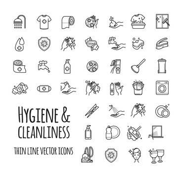 Vector hygiene and cleanliness icons set