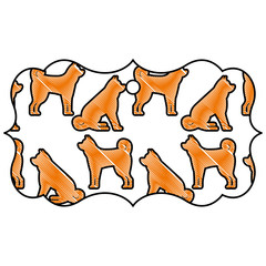 label classic chinese dog zodiac calendar pattern vector illustration