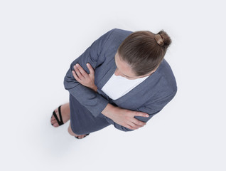 business concept.the view from the top. modern business woman