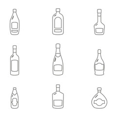 icon set with alcohol bottles for your design