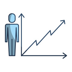 businessman with business graph growth arrow vector illustration pictogram style