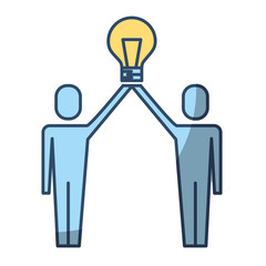 businessmen holding bulb idea solution innovation teamwork
