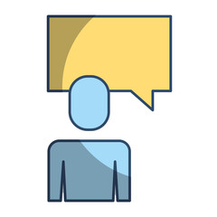 businessman and speak bubble talk message vector illustration pictogram style
