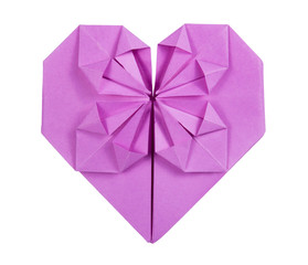 Heart in origami. Paper heart. Romantic card. Isolated on white
