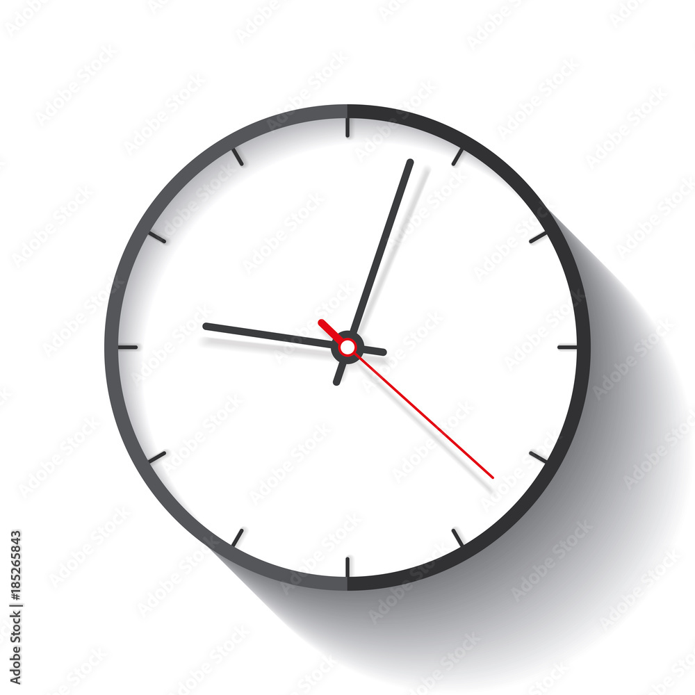 Poster clock icon in flat style, timer on white background. business watch. vector design element for you p