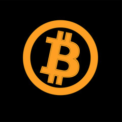 Bitcoin concept. Cryptocurrency logo sigh. Digital money. Block chain, finance symbol. Flat style vector illustration.