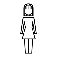 business woman standing character  icon vector illustration thin line design