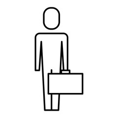 businessman holding briefcase standing character vector illustration   thin line design