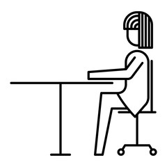 businesswoman sitting in chair desk office work vector illustration   thin line design
